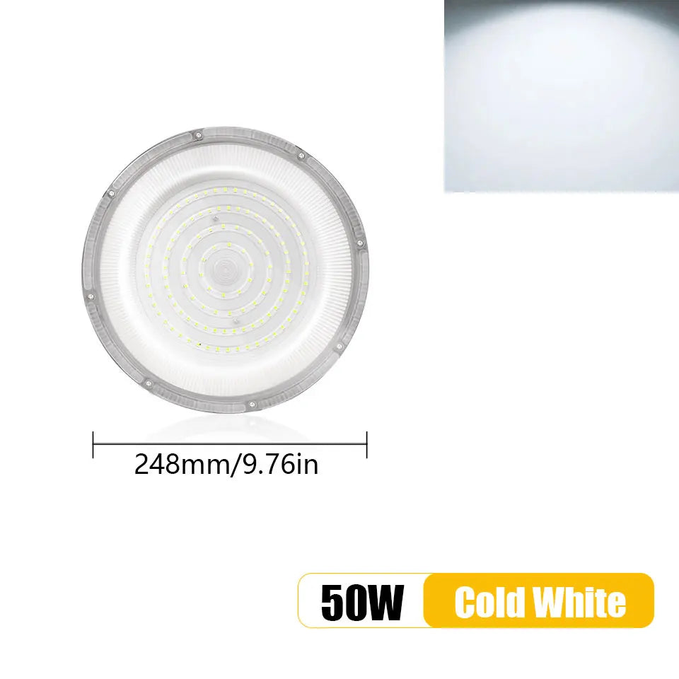 LED UFO High Bay AC85-265V 50W-600W Industrial Lighting Ceiling Light Market Warehouse Garage Gym Factory Sewing Machine Light