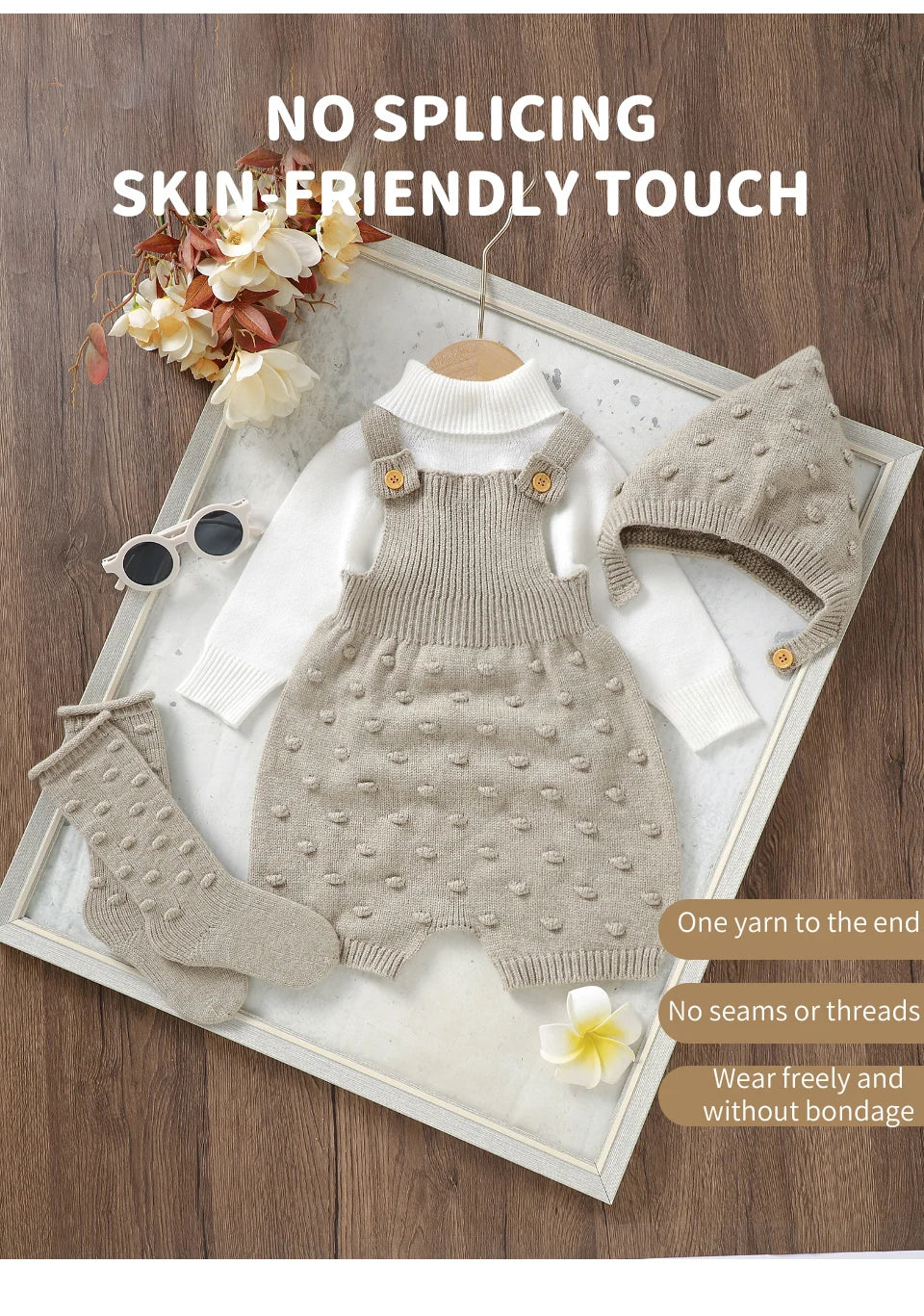 3pcs/Set Baby Clothes Solid Dots Crocheted Newborn Infant Girls Sleeveless Knitted Rompers Hats Socks Outfits 0-18m Infant Suits