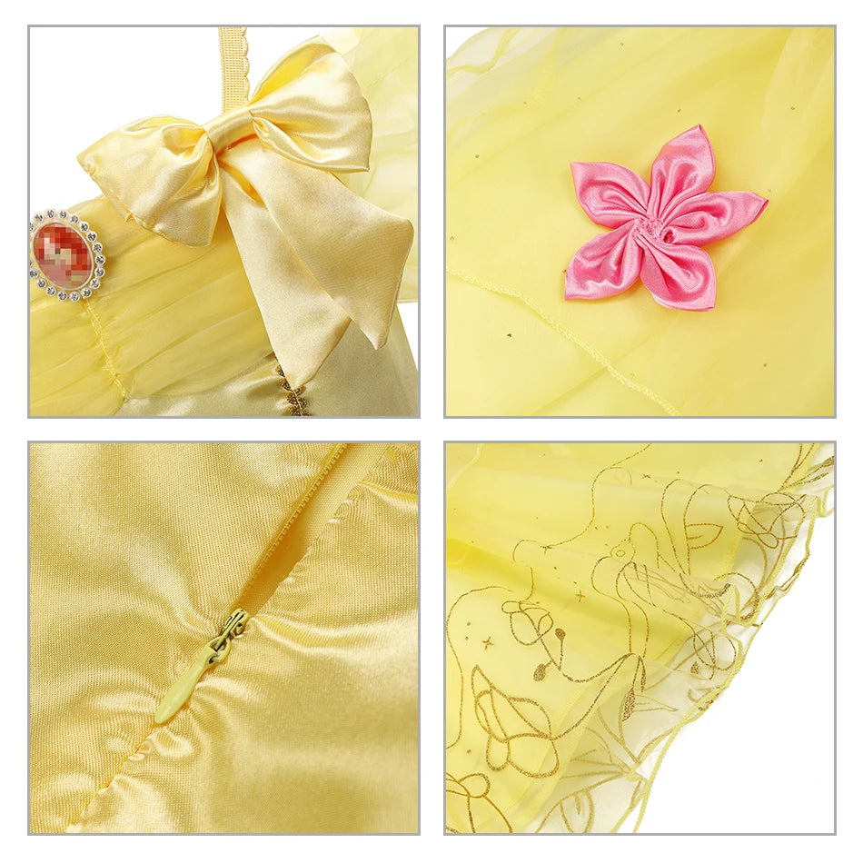 Halloween Birthday Dress Cinderella Snow White Aurora Rapunzel Princess Costume for Girls Kids 2-8Y