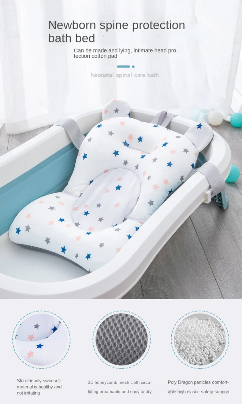Baby Bathtub Pad Infant Ajustable Bath Support Seat Mat Cushion Newborn Comfortable Floating Security Water Pad Foldable