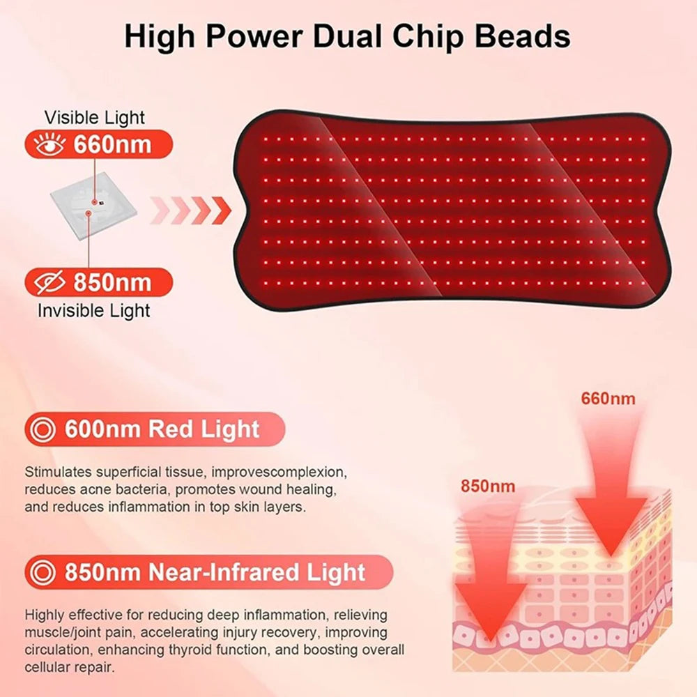 210pcs Red Infrared Light Therapy Pad LED Beauty Devices LED Bead Red Light Belt for Face and Body Back Knee Hands Feet Relief