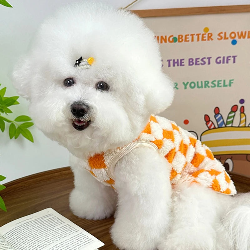 Autumn Winter Dog Warm Vest Fleece Dog Clothes Luxury Plaid Puppy Hoodies Chihuahua Bichon Yorkie Clothing Dog Pullover Pet Coat