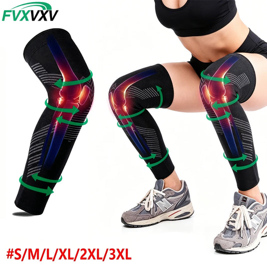 1/2PCS Full Leg Copper Compression Sleeves for Men And Women Long Knee Brace Support for Basketball, Running, Workout, Cycling