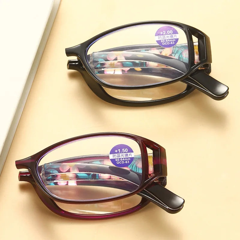 New Folding Reading Glasses Women Men Anti-Blue Light Portable Magnifying Presbyopia Eyewear +100+400 Eyeglasses