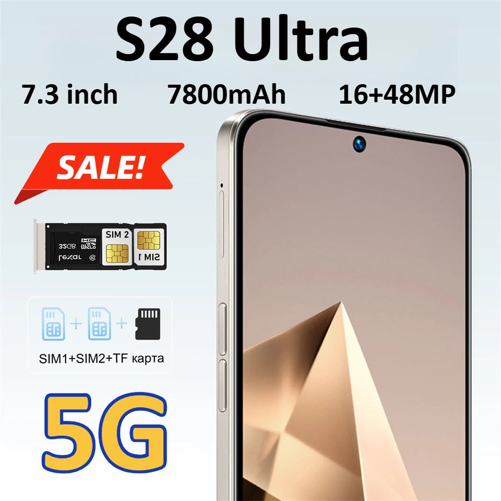 Cheap Mobile Phones Silicone Protective Cover for S28 Ultra Smartphone Accessories 7.3HD High-quality Cell Phone Case Android 5G