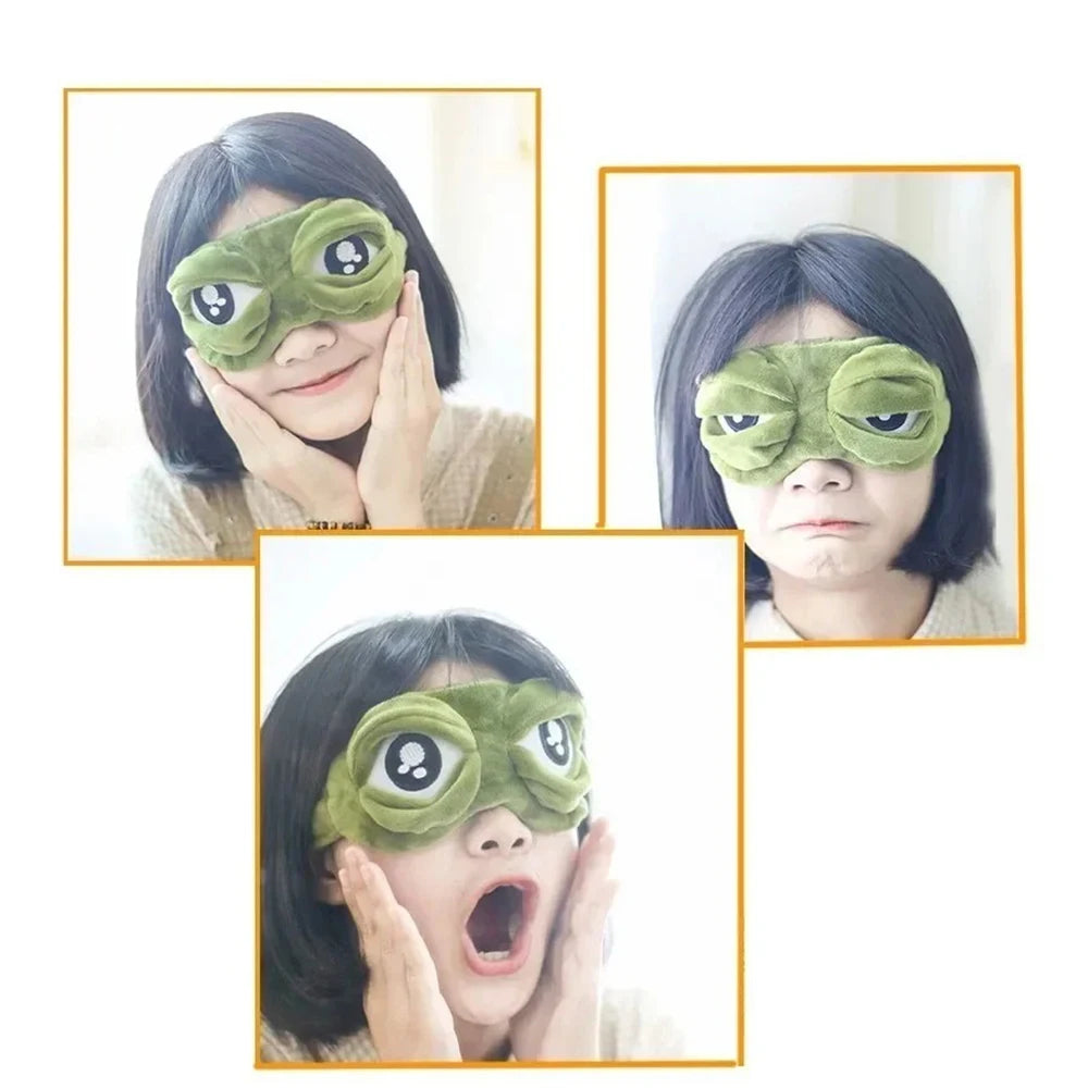 3D Sad Frog Sleep Eye Mask Travel Sleeping Eyeshade Cover Shade Eye Patch For Women Men Soft Portable Blindfold Naptime Eyepatch