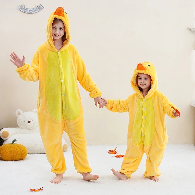 MICHLEY Christmas Capybara Flannel Blanket Sleepers Onesie Hooded Children Costume Clothes Jumpsuit Sleepwear For Boys Girls