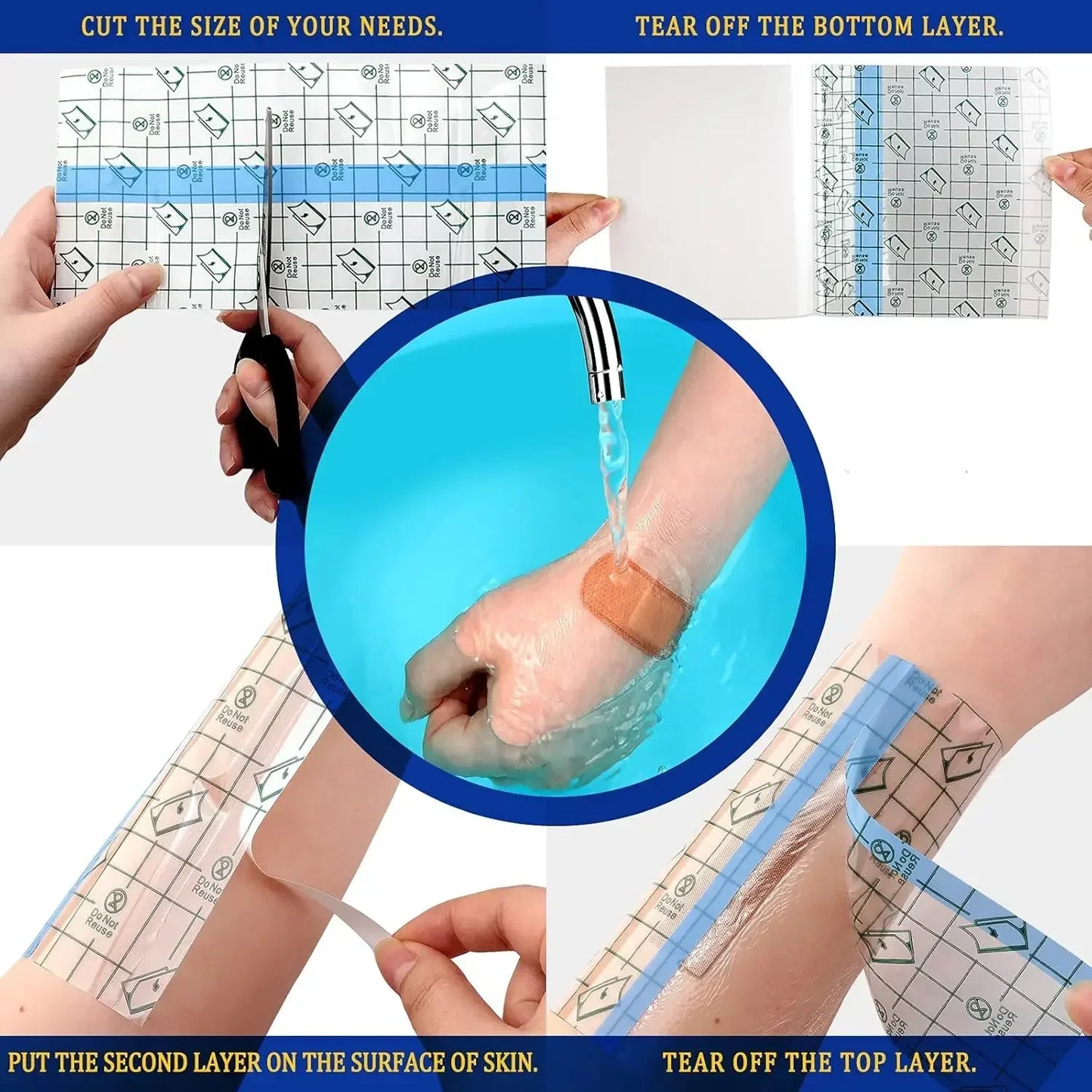 Narkasy 2/5/10m Waterproof Tattoo Protective Film PU Tape Aftercare Bandage Repair Adhesive Wrap Roll for Protecting and Healing