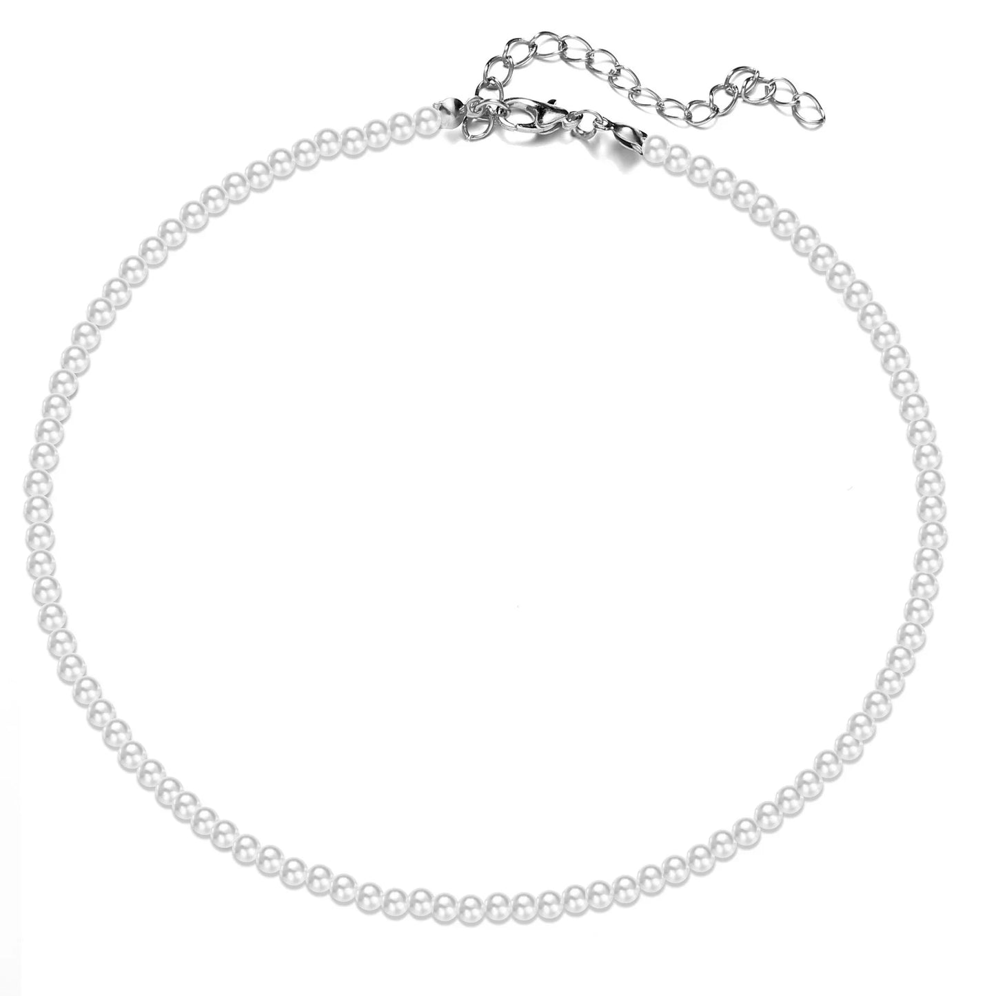 4 5 6 8mm White Pearl Chokers Necklace Clavicle Chain For Women Classic Fashion Elegant Wedding Neck Jewelry Love Pendant Gift
