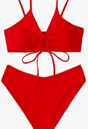 Sexy Bikini Set Women Adjustable Lace Up Solid Color Two Piece Swimsuit 2026 Summer Beach Bathing Suit Fashion New Beachwear