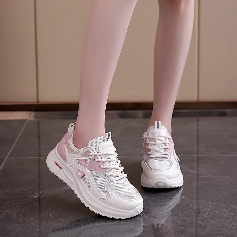 Spring and Autumn New Women's Mesh Breathable Casual Shoes Lightweight Soft Soled Sneakers Thick Soled Non Slip Walking Shoes