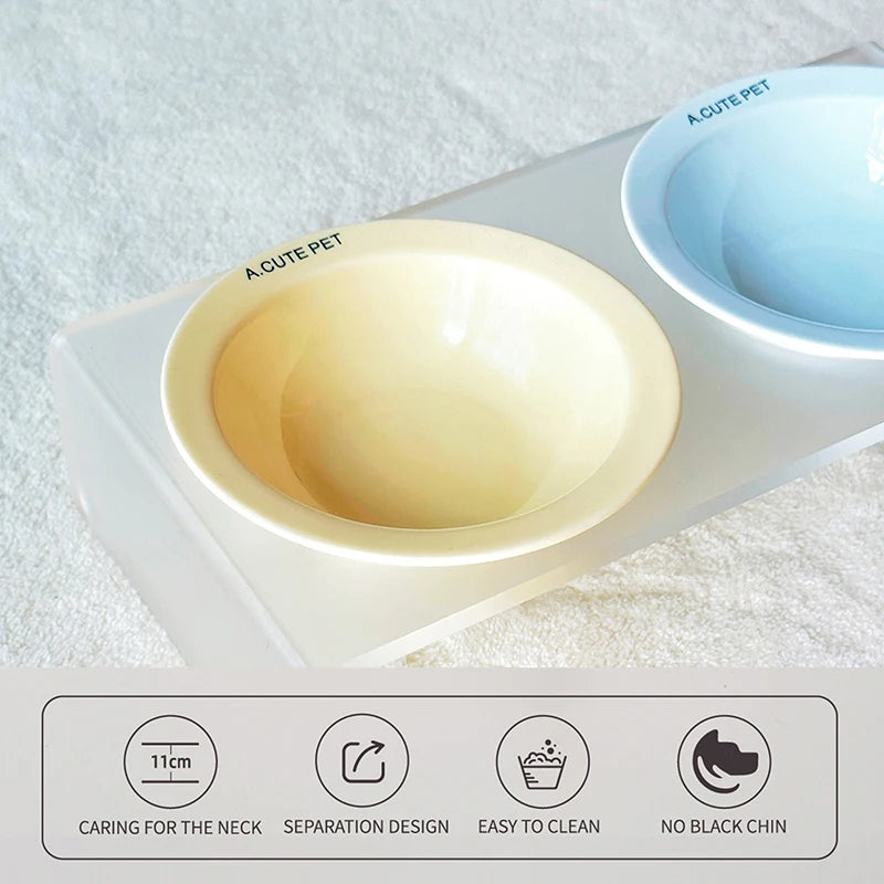 【E】Ceramic Pet Cat Bowl Pet Drinking Water Feeding Bowl Ceramics Cat Food Dog Food Utensils Cat Dog Pet Supplies Accessories