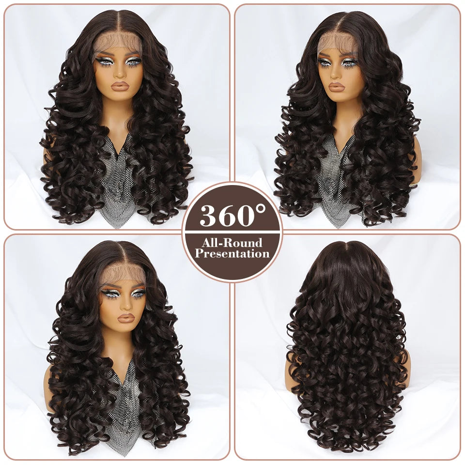 Lace Frontal Wigs 13X6 Synthetic Curly Lace Frontal Wigs With Bangs For Afro Women Pink Blonde Women Wigs With Baby Hair Latisha