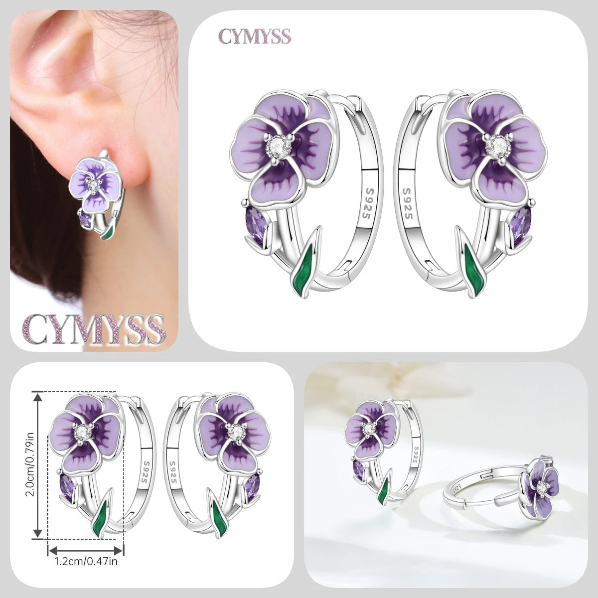 925 Sterling Silver Needle Iris Flower Hoop Earrings for Women Original Elegant Versatile Jewelry Birthday Party Fine Gift 2026