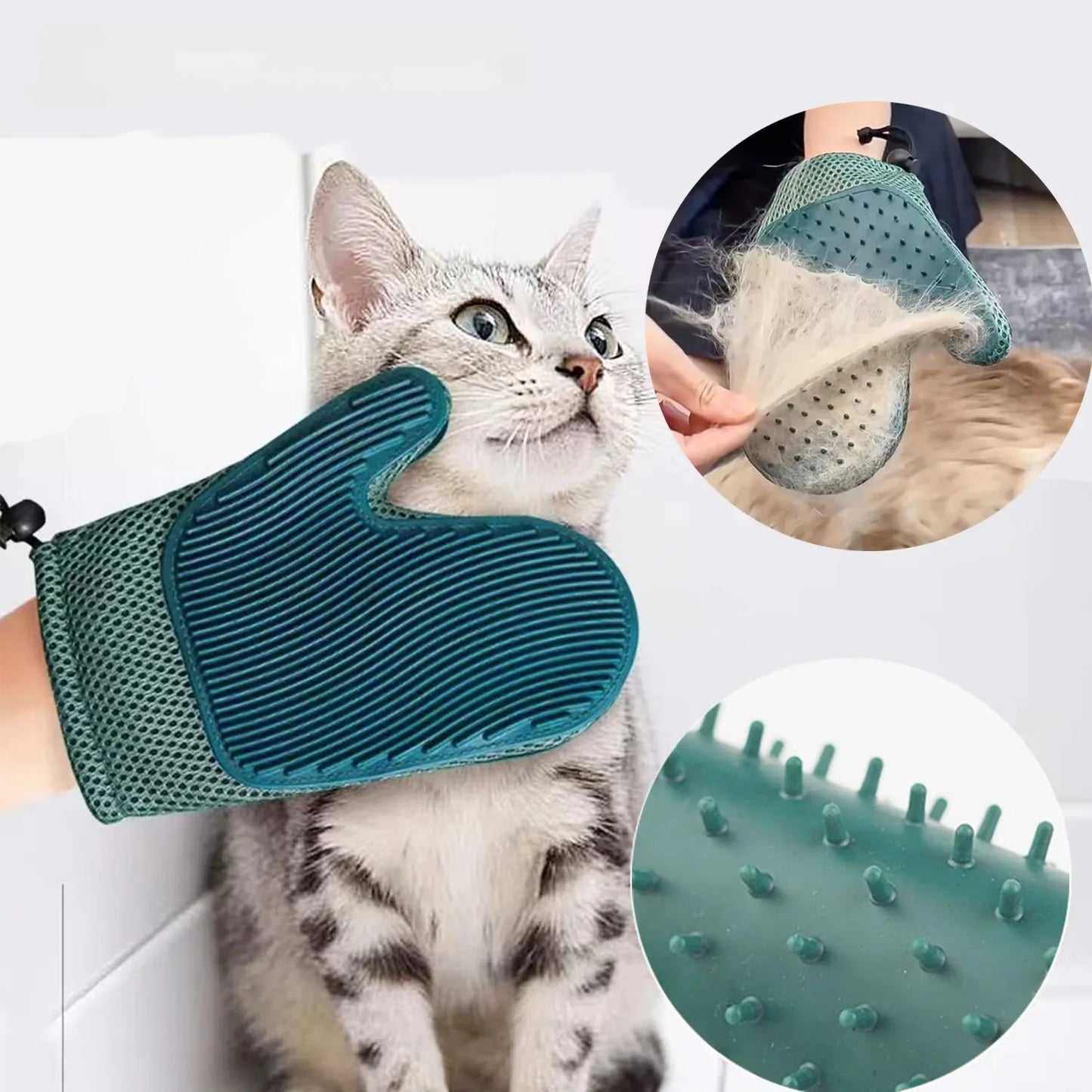 2 In 1 Cat Hair Glove & Pet Fur Remover Glove, Dog Grooming Glove Brush For Shedding, Pet Hair Remover Mitt For Cleaner