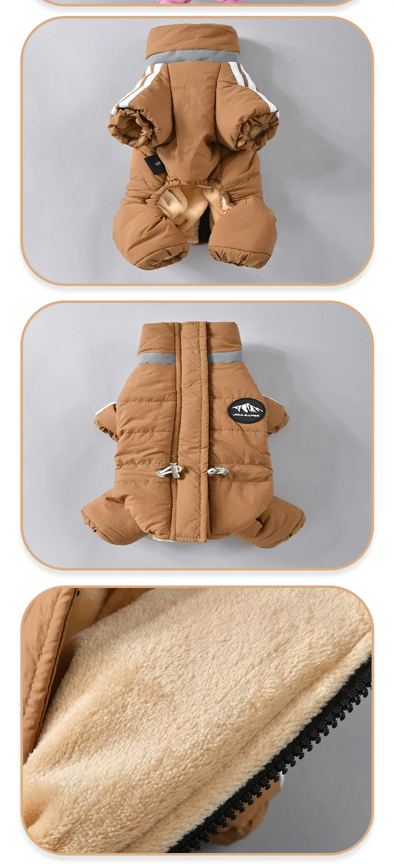 Dog Thick Warm Cotton Clothing Pet Outdoor Winter Small Medium Dog Padding Down Parkas Overalls Warm Puppy High Neck Jacket