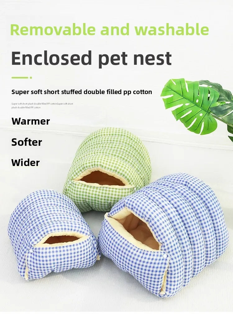 Foldable Pet Sleeping Bed for Cats And Dogs Thickened Semi-Enclosed Soft Indoor Design Warm for Autumn And Winter