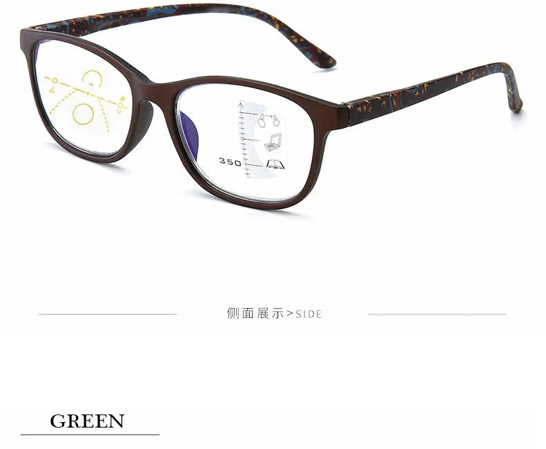 Progressive Multifocal Reading Glasses Women Anti Blue Light Presbyopia Eyeglasses Computer Eyewear Look Near Far +1.0 To +4.0