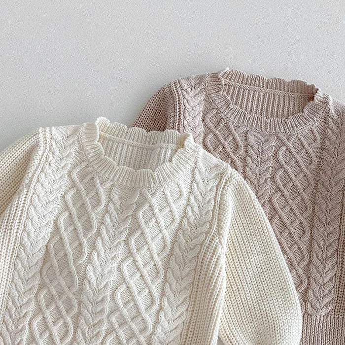 2024 New Autumn Toddler Baby Girl Knitting Clothes Suit Long Sleeved Solid Color Knitted Sweater+Pants Children Clothes Set