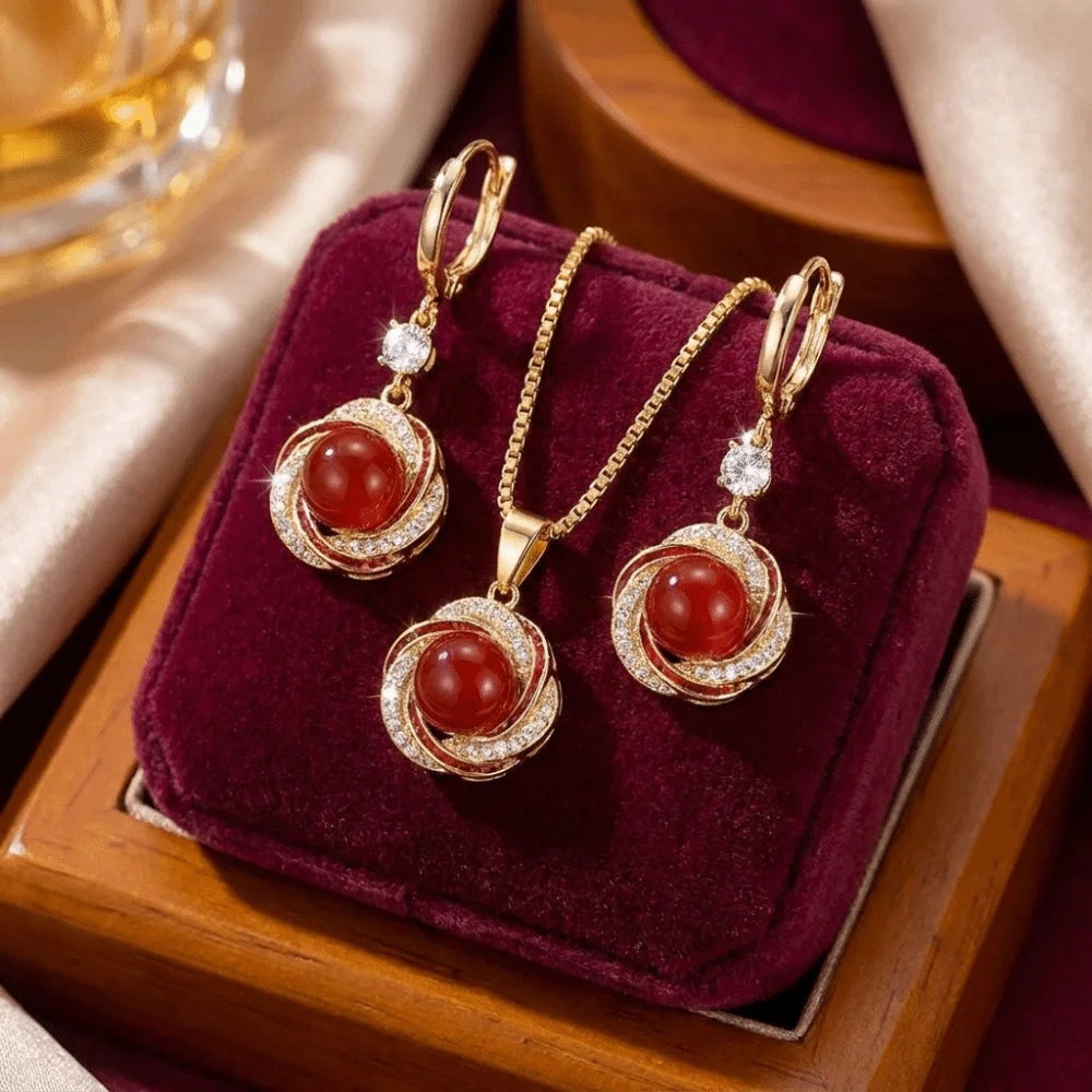 Gifts Versatile Zircon Jewelry Sets Dainty Trendy Imitation Pearl Jewelry Sets Elegant Shining Necklace Earrings Sets Evening