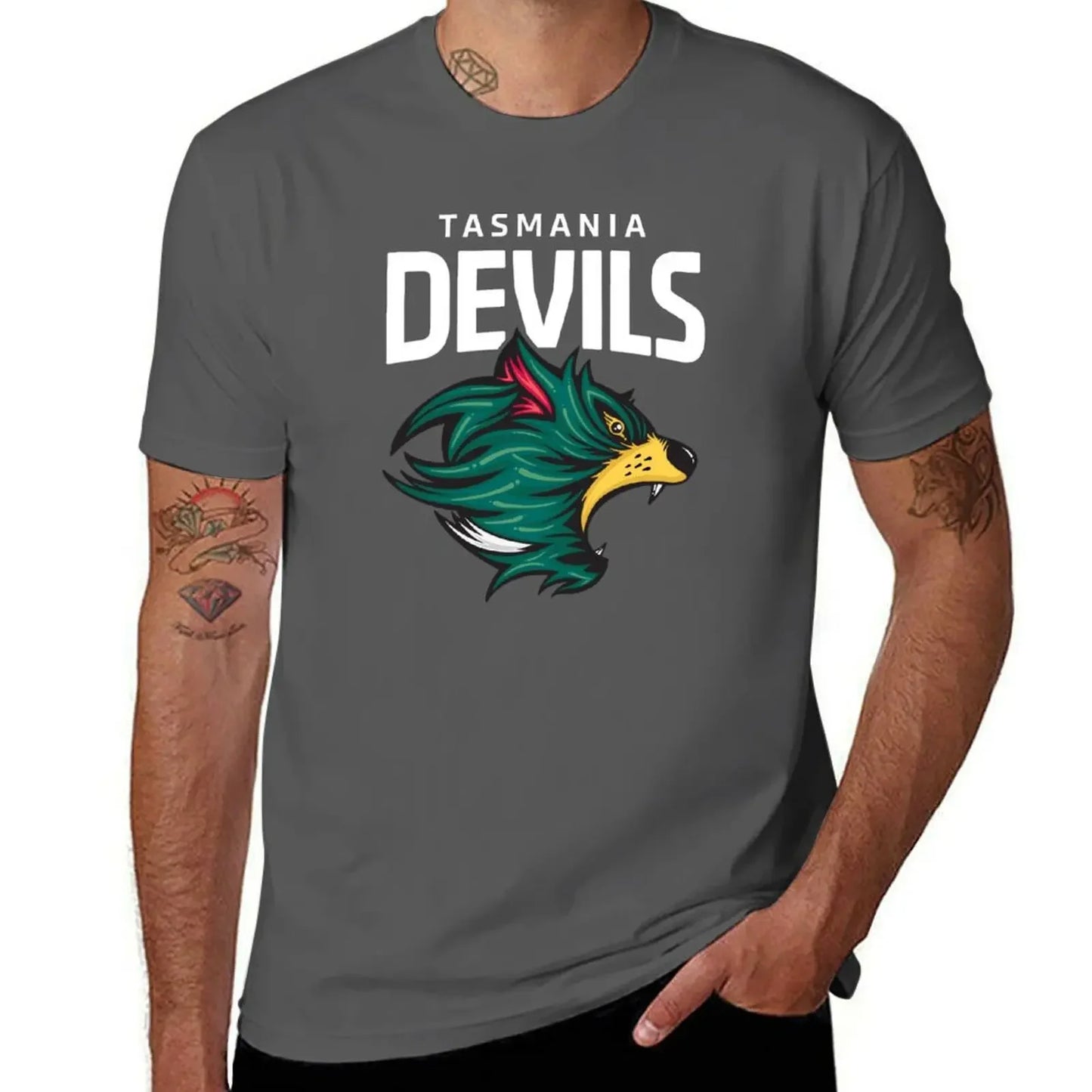 Tasmania Devils Football Club White Lettering T-Shirt summer clothes oversizeds shirts graphic tees cute tops men workout shirt