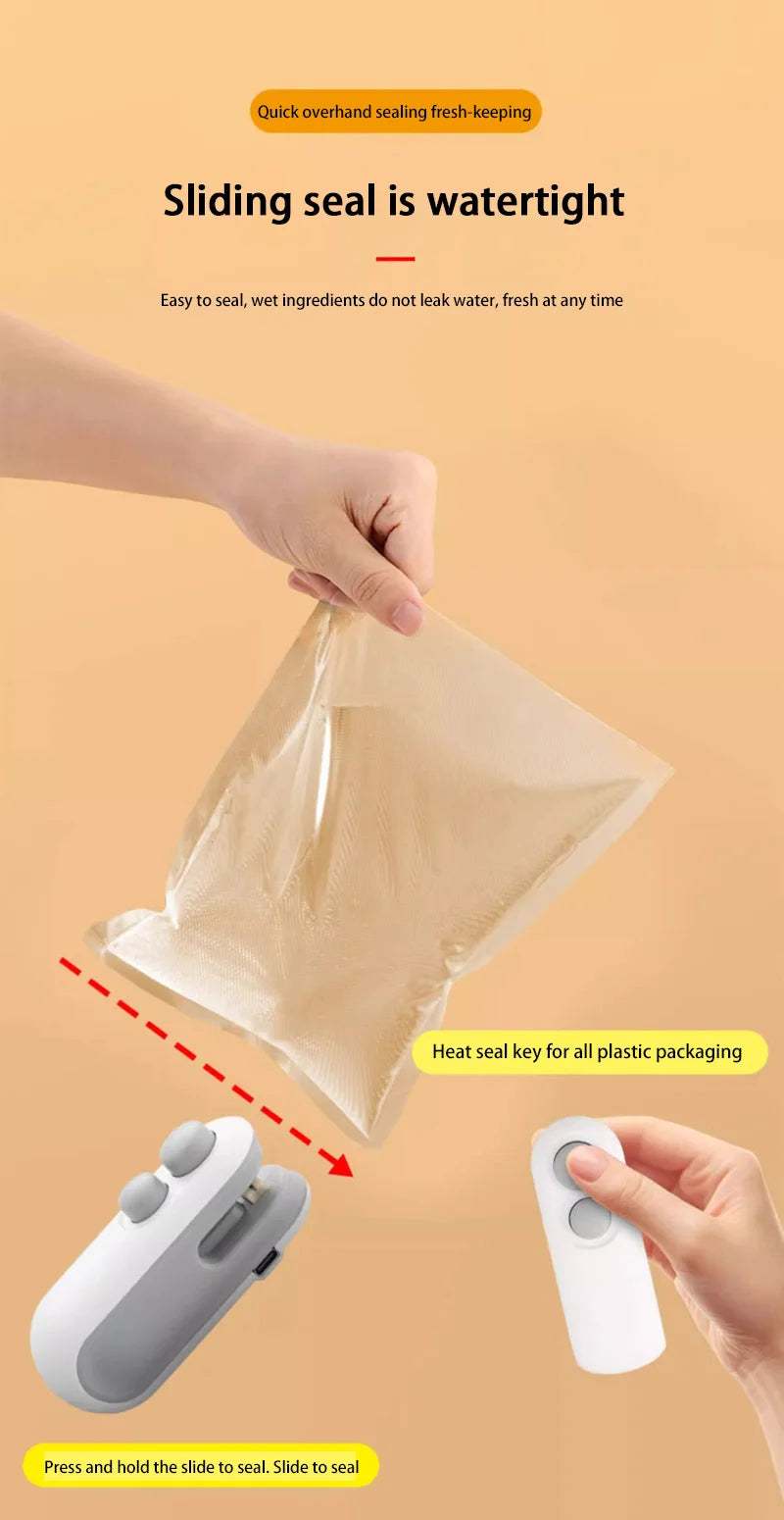 New Mini Bag Sealer Plastic Bag Sealing Machine 2 in 1 Heat Seal Rechargeable With Cutter For Plastic Bags / Snack Bags