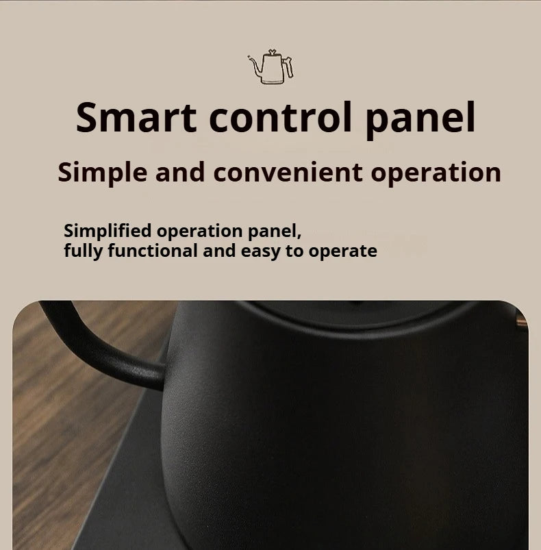Smart Electric Gooseneck Kettle 1L 1000W, Stainless Steel Pour Over Coffee/Tea, 40-100°C Temp Control, Auto Shut-Off