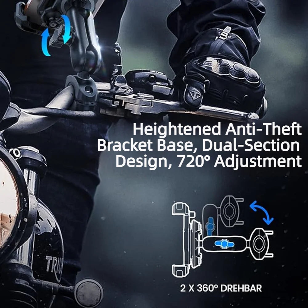 Bike Phone Holder Mount 360° View Universal Motorcycle Holder for 4.7-7 inch Mobile Phone Stand Shockproof Bracket