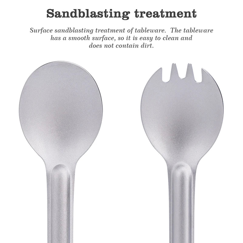 Boundless Voyage Titanium Cutlery Reusable Spoon Spork Set Lightweight Camping Tableware Outdoor Flatware