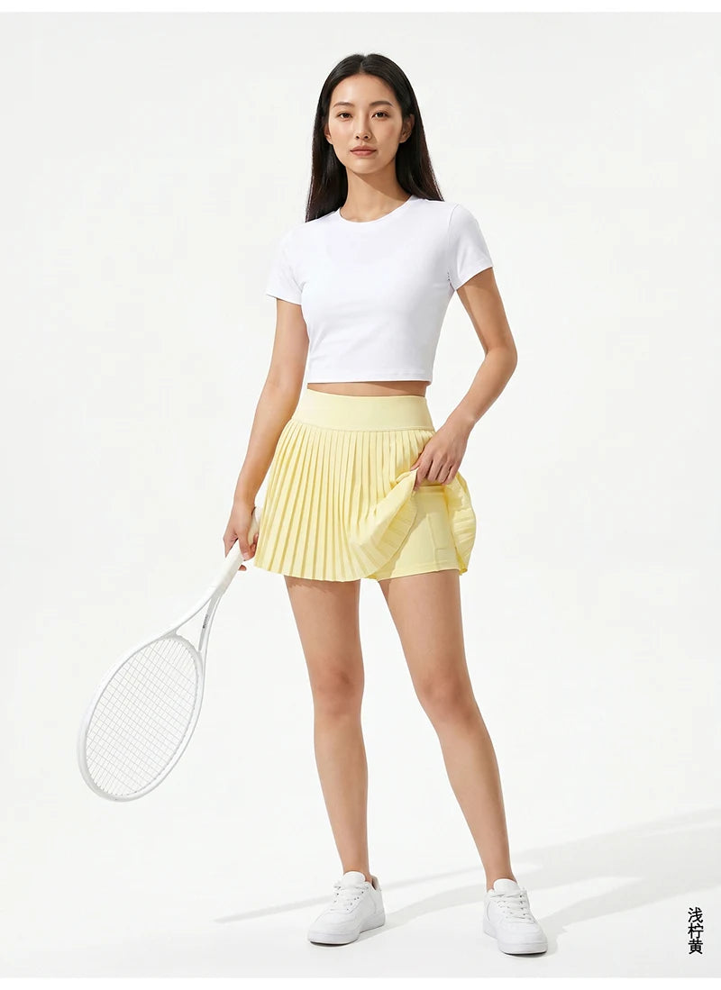 BIVIGAOS Summer Fashion High Waist Sport Short Skirt Women Youthful Cute Mini Skirt Safety Shorts Accordion Pleated Tennis Skirt