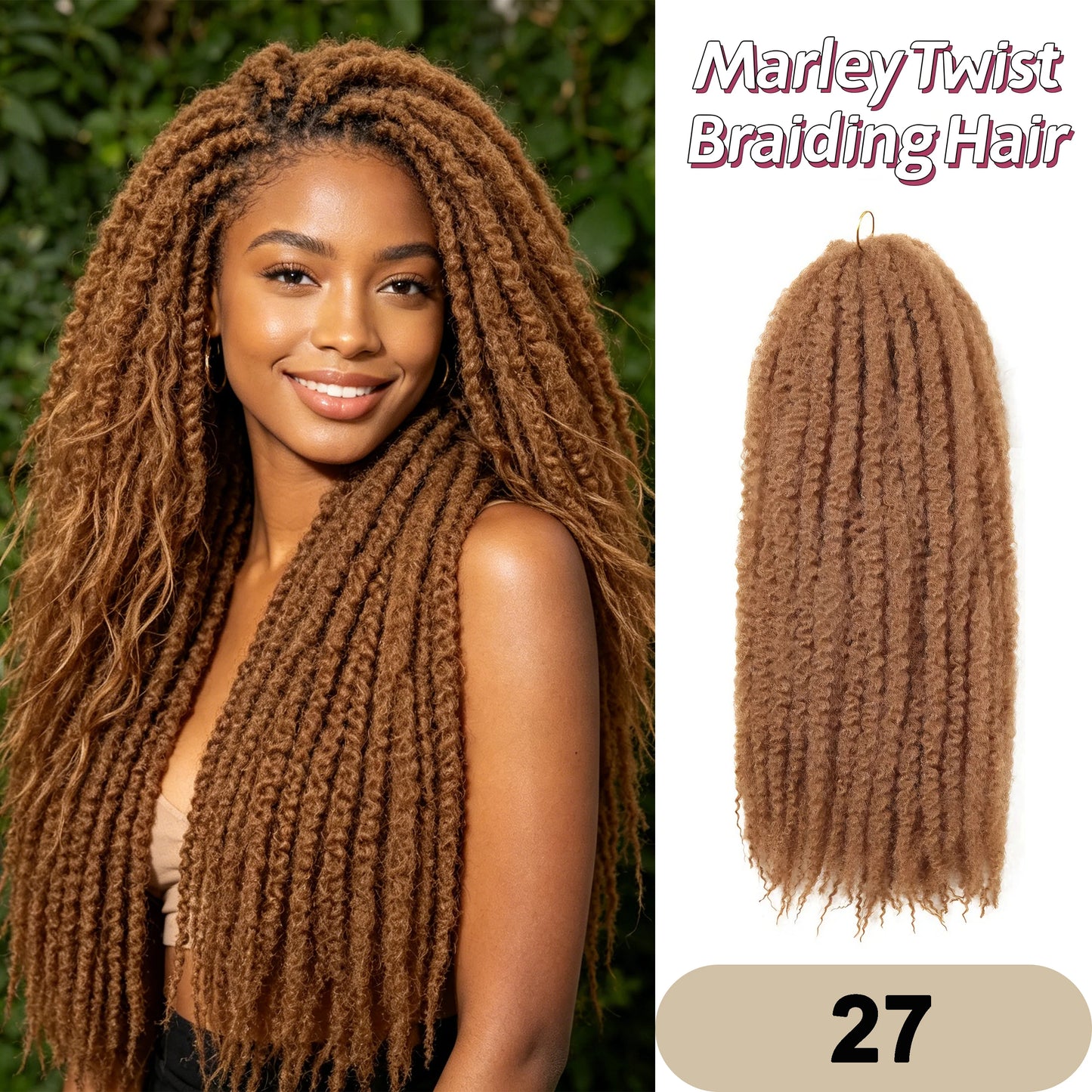 Marley Twist Braiding Hair Pre Stretched Ombre/Solid Colors Afro Kinky Curly Crochet Hair for Faux Locs Jumbo Marley Twists Hair