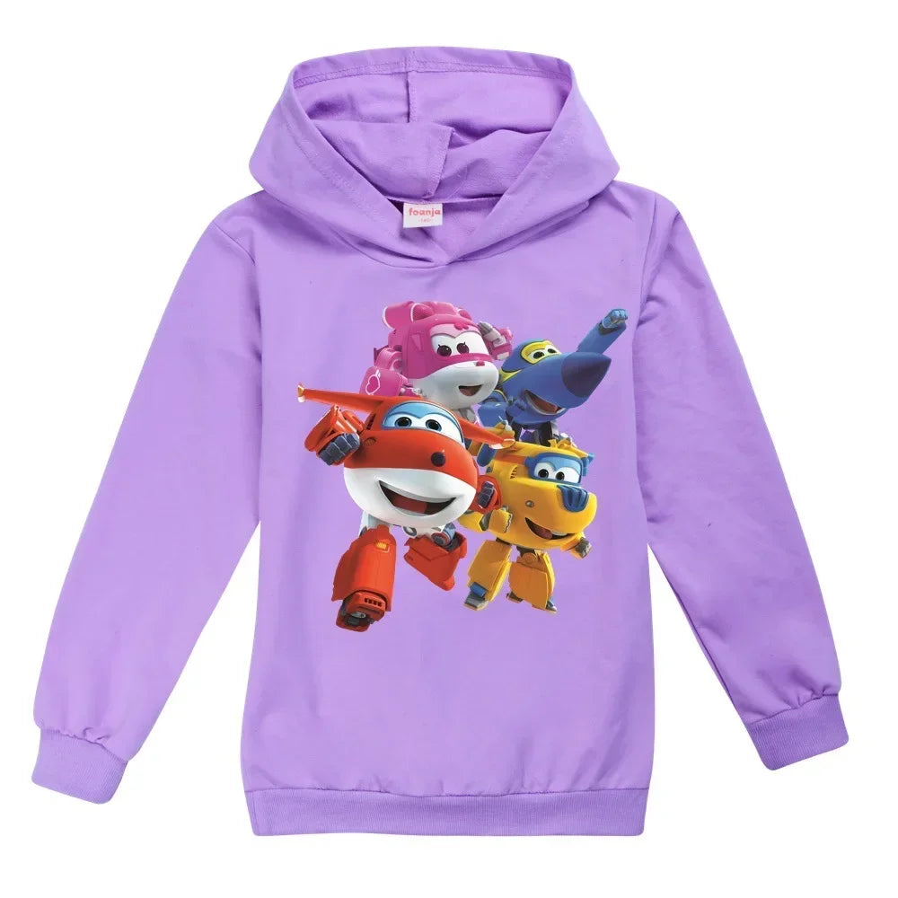 2-16Years Autumn Costumes Super Wings Hoodie Kids Clothes Boys Sweatshirts Cartoon Tops Toddler Girls Outfits Baby Boy Coats