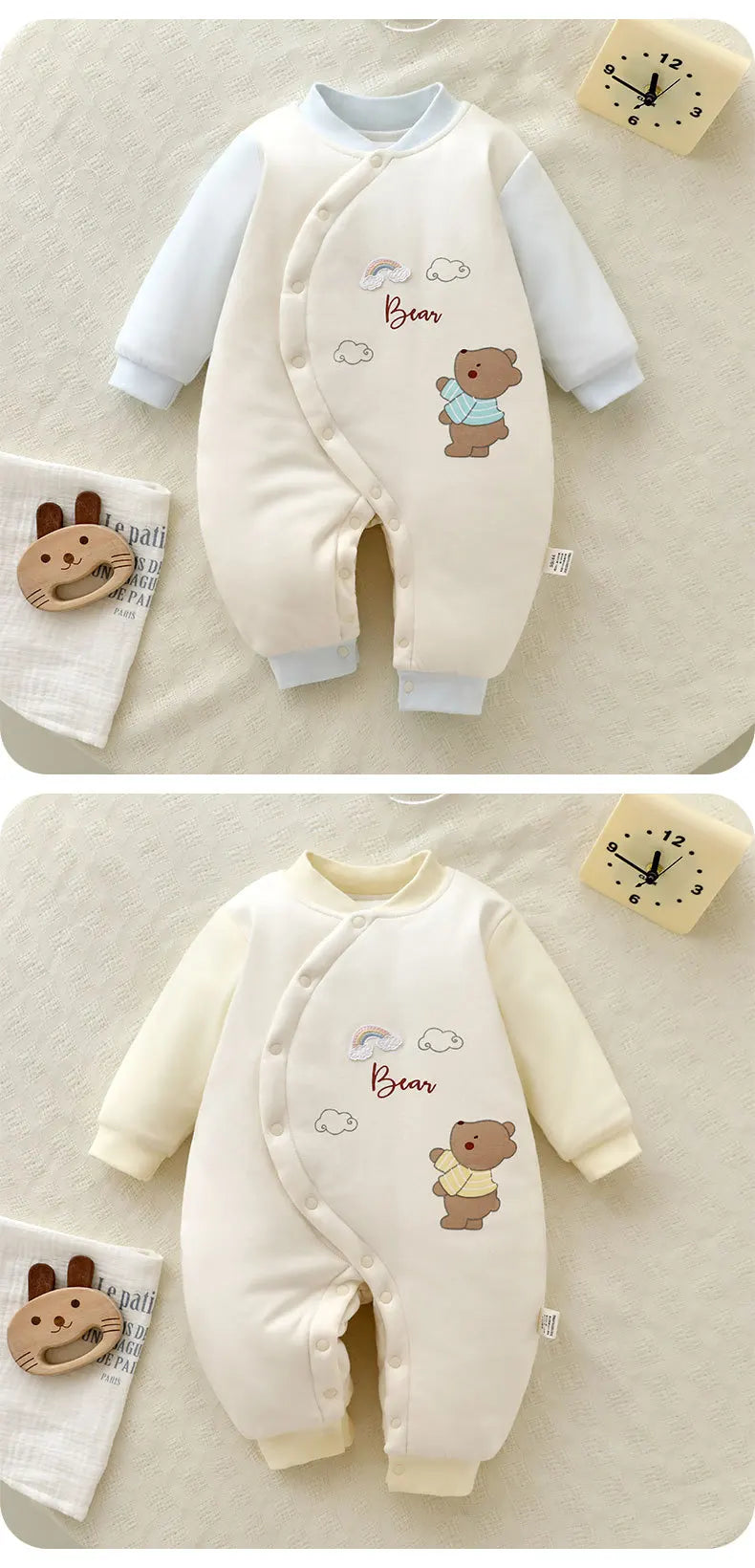AYNIGIELL Baby Winter Clothing, Pure Cotton Thickened Warm Baby Cotton Clothing, 0-18 Months Newborn Baby Outdoor Clothing