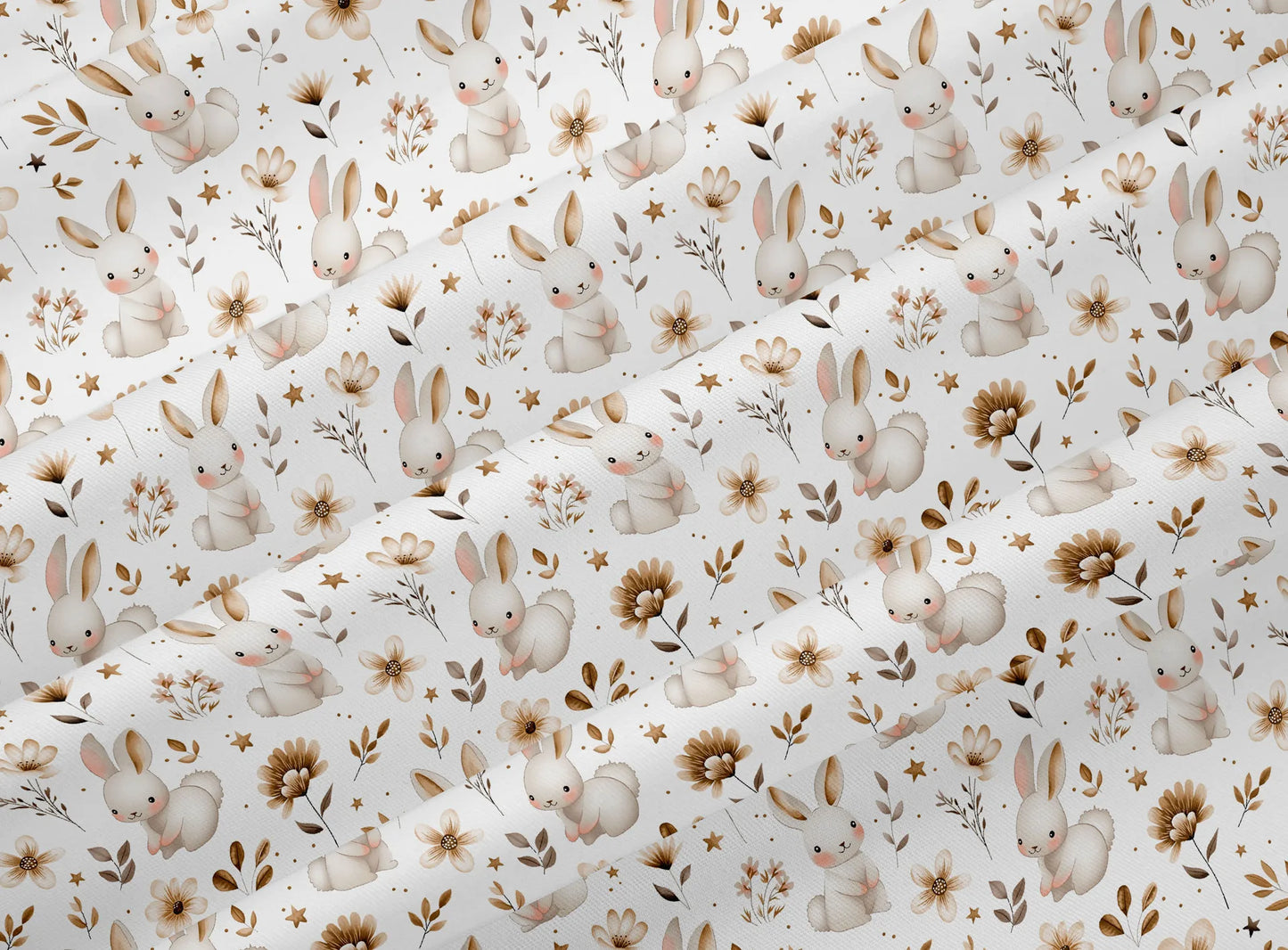 160*50cm Cute Rabbit Flower Printed Cotton Fabric,DIY Patchwork Cloth,Handmade Material,Sewing Craft,Quilting Baby Dress,Tecido