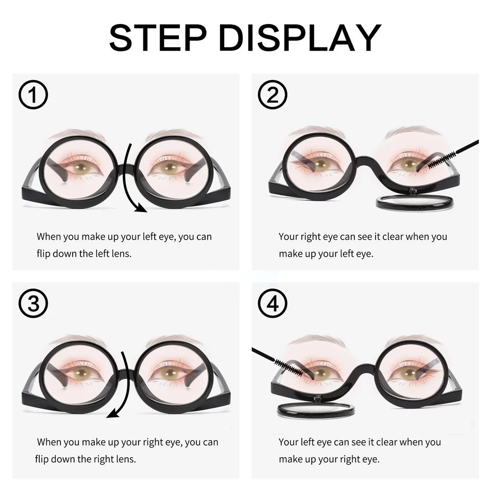 NONOR Makeup Readers Flippable Dual Lens Fashion Reading Glasses for Women Eyeglasses Diopter +1.0 +1.5 +2.0 To +4.0