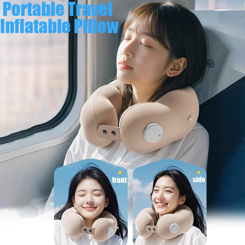Travel Pillow Inflatable U-Shape Neck Pillow Portable Cervical Orthopedic Protection Airplane Neck Pillows Travel Essentials