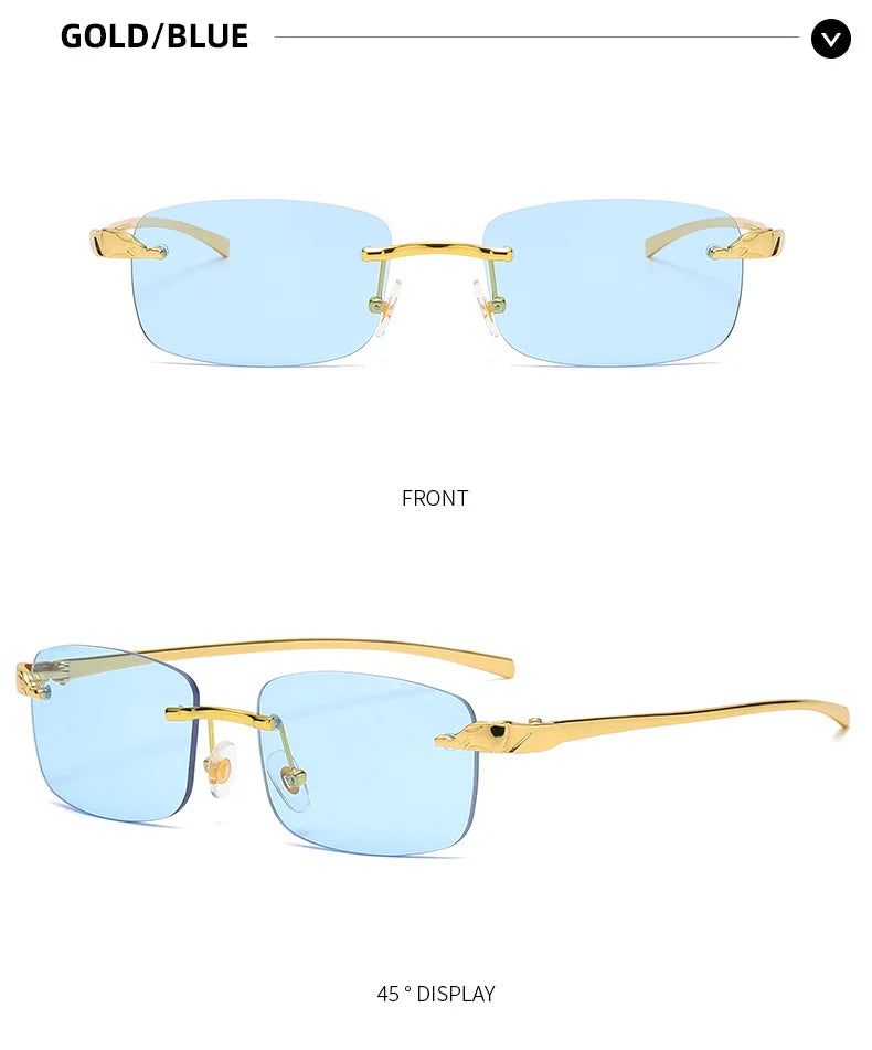 Fashion Vintage Rimless Square Sunglasses Women Men Luxury Brand Designer Popular Travel Driving Metal Small Sun Glasses