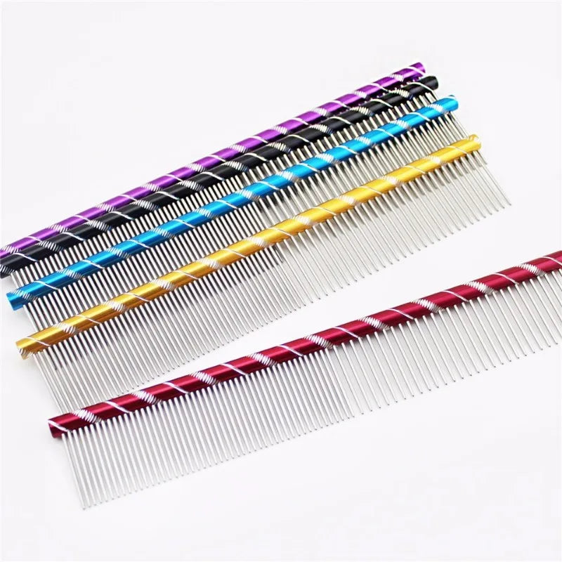 10pcs/lot 19cm/16cm Pet Dog Comb Bright Multi-Colored Stripe Grooming Comb For Shaggy Cat Dogs Barber Grooming Tool