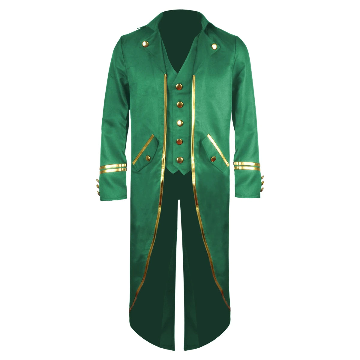 Halloween Costume Men Tuxedo Medieval Vintage Costume Male Mid-Length Punk Vintage Gilt Tuxedo Stage Performance Clothing