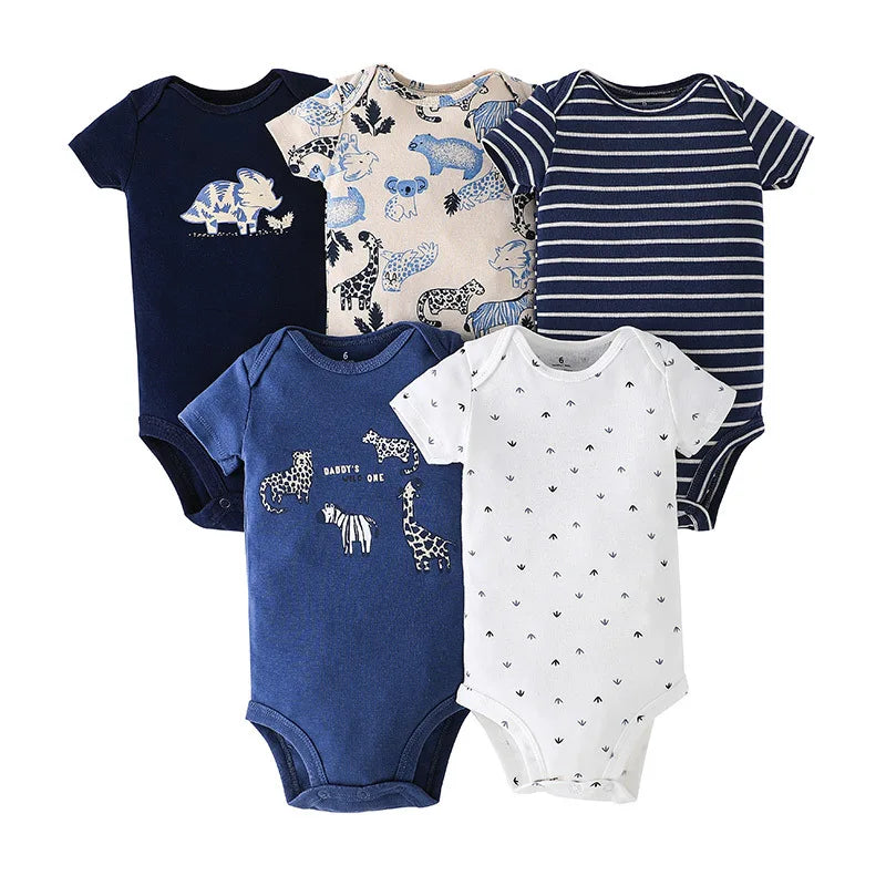 5 Pairs Newborn Baby Bodysuit Short Sleeve Infant Jumpsuit Short Sleeve Cotton Overalls Newborn Infant Jumpsuit  Kids Baby Roup