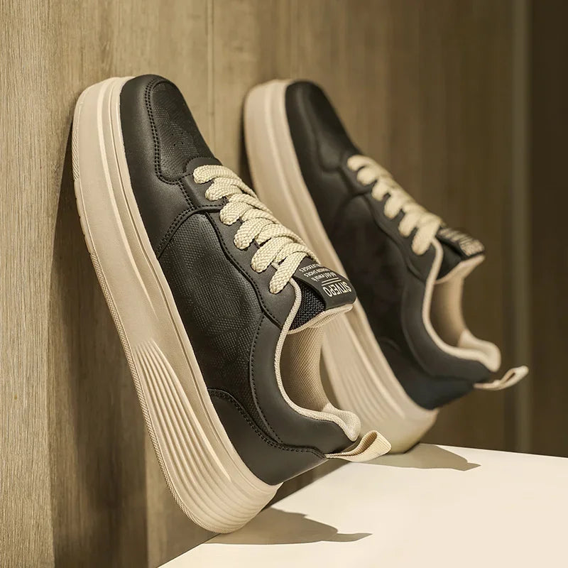 Men's Casual Sport Shoes Thick Bottom Invisible Heightening 10cm Rubber Outsole Synthetic Upper Breathable Lace-Up Sneakers