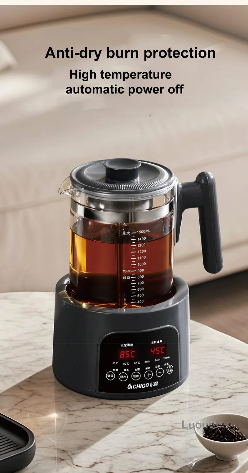1.5L Smart Electric Kettle Multifunction Steam Teapot Temperature Control Health Pot Office Glass Flower Teapot Auto Keep Warm