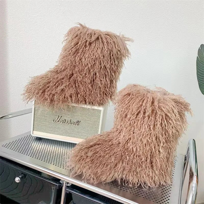 Y2K Kids Boots Winter Shoes New Faux Fur Toddler Girl Boots Fashion Colorful Fur Children Ankle Snow Boots Warm Shoes Girls