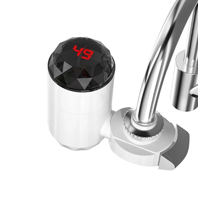 3000W Instant Hot Water Heater Faucet Tankless with Temperature Display and Hot Cold Tap for Kitchen Sink