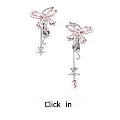 MASW Original Design Luxury Temperament Pink Bowknot Cats Earrings For Women 2025 Trend New Fashion Jewelry Accessories