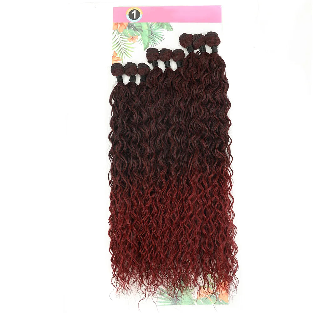 BOL Curly Hair Bundles 20 24 28Inch Long Synthetic Hair Exetension Fake Hair For Women Water Wave Heat Resistant 9Pcs Full Head