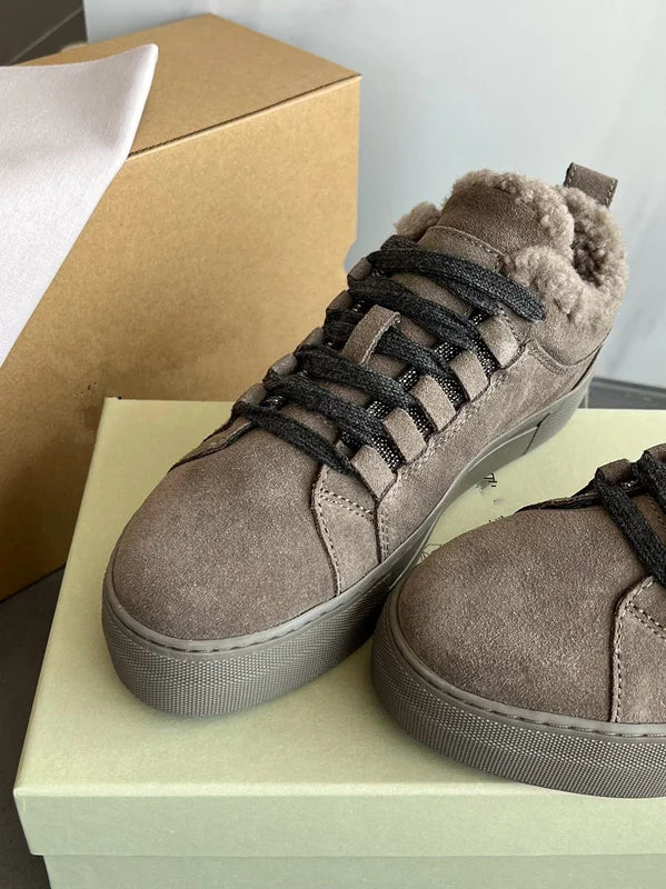 Withered Top Quality Vintage Comfortable Shoes Nordic Winter Snow Shoes Women Sheep Suede Wool Sneakers Women