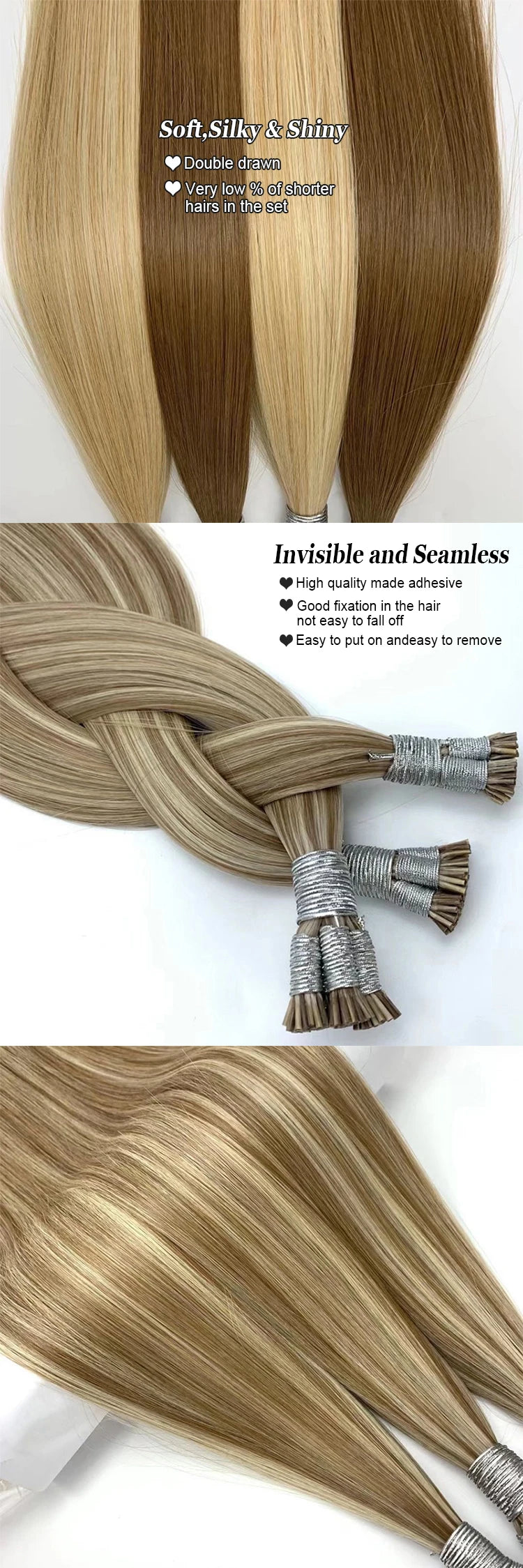 Human Hair i tip 100% human hair extensions Keratin Straight Brazilian Remy Human Hair Natural Capsule Hair Extension  30 inch