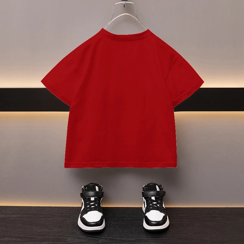 Boys Cotton T-shirt Cartoon Graffiti Bear Printed Girls Tees Summer Short Sleeve Children Tops High Quality Casual Kids Clothes