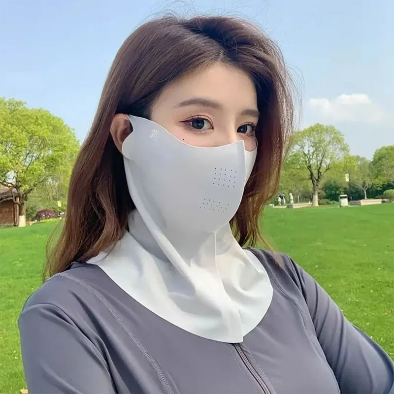 UPF50+ Ice Silk Sunscreen Mask Summer Riding Neck Guard One-piece Mask for Driving Fishing And Mountaineering Sun Protection
